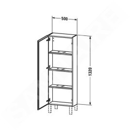 Duravit L-Cube - Armoire 1320x500x243 mm, droite, blanc brillant LC1169R2222