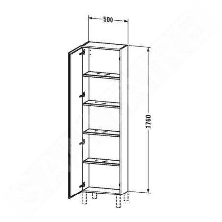Duravit L-Cube - Armoire 1760x500x243 mm, gauche, blanc brillant LC1171L2222