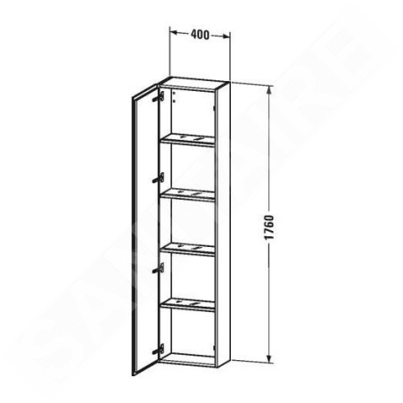 Duravit L-Cube - Armoire 1760x400x243 mm,droite, blanc brillant LC1170R2222
