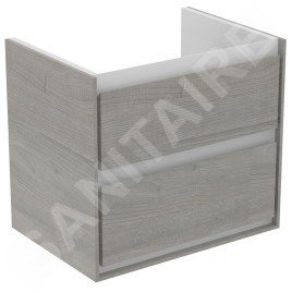 Ideal Standard Connect Air - Petite armoire lavabo 580x409x517 mm, chêne gris/laque blanche mate E1605PS