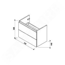 Jika Mio-N - Meuble pour lavabo 760x588x448 mm, frêne H40J7164013421