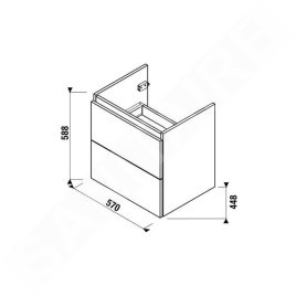 Jika Mio-N - Meuble sous lavabo 570x588x448 mm, frêne H40J7144013421