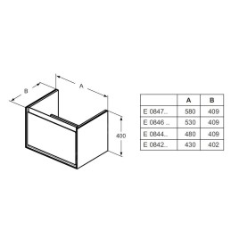 Ideal Standard Connect Air - Petite armoire sous lavabo Cube 500 mm, chêne gris clair/laque blanche mate E0842PS