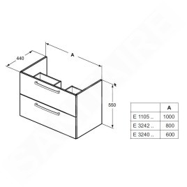 Ideal Standard Tempo - Meuble sous vasque 1000 mm, blanc brillant E1105WG