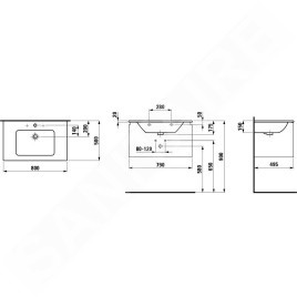 Laufen Pro S - Meuble avec lavabo, 800x500 mm, chêne clair H8609644791041