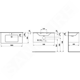 Laufen Pro S - Meuble avec lavabo, 1000x500 mm, 1 tiroirs, wengé H8609664231041