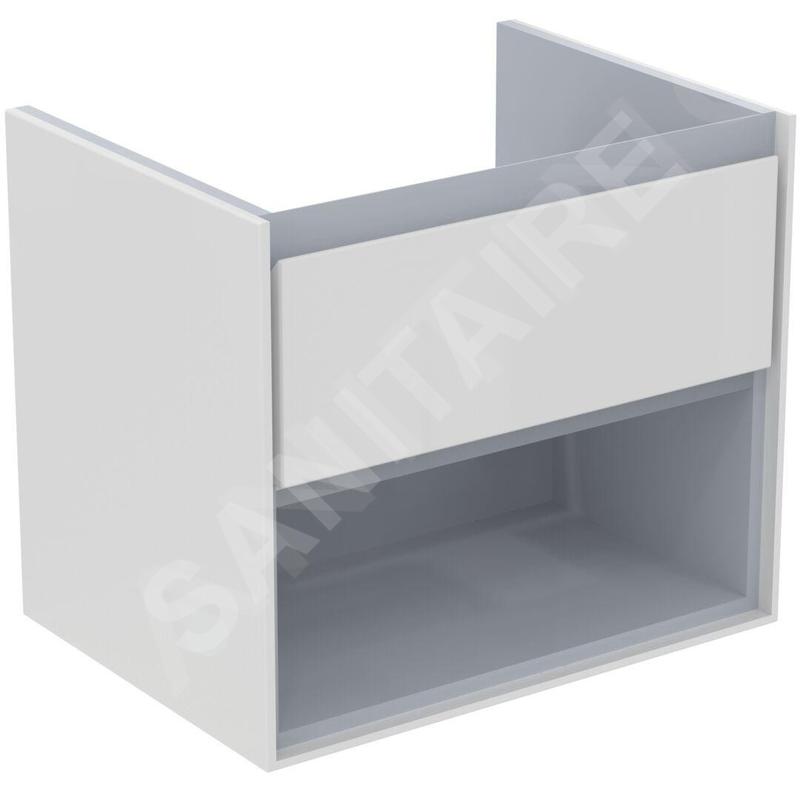 Ideal Standard Connect Air - Petite armoire sous lavabo, 600x440x517 mm, blanc brillant/gris clair mat E0826KN