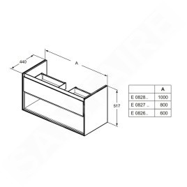 Ideal Standard Connect Air - Petite armoire sous lavabo, 1.000x440x517 mm, gris clair brillant/blanc mat E0828EQ