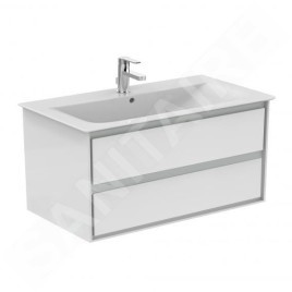 Ideal Standard Connect Air - Petite armoire sous lavabo, 1.000x440x517 mm, blanc brillant/gris clair mat E0821KN