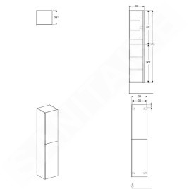 Geberit Acanto - Colonne haute 1730x380 mm, deux portes, noir 500.619.16.1