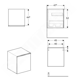 Geberit Acanto - Meuble latéral 450x520 mm avec tiroirs, noir 500.618.16.1