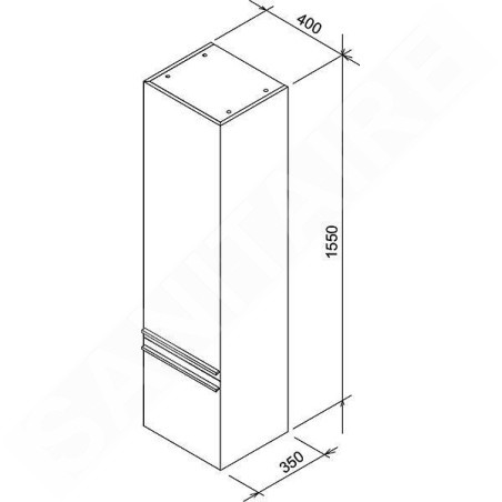 Ravak Clear - Armoire suspendue SB 400 L, 400x350x1550 mm, gauche, blanc X000000761