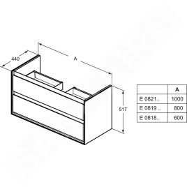 Ideal Standard Connect Air - Petite armoire sous lavabo, 600x440x517 mm, brun mat/blanc mat E0818VY