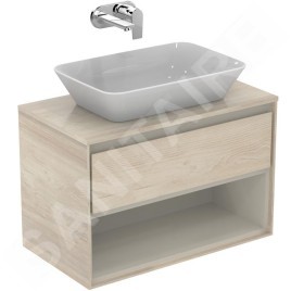Ideal Standard Connect Air - Petite armoire sous lavabo, 800x440x517 mm, décor : bois clair/brun clair mat E0827UK