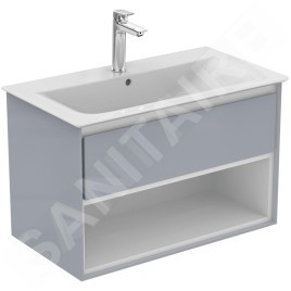 Ideal Standard Connect Air - Petite armoire sous lavabo, 800x440x517 mm, gris clair brillant/blanc mat E0827EQ