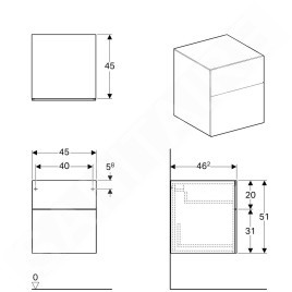 Geberit Xeno 2 - Meuble latéral 450x510 mm avec tiroirs, gris 500.504.43.1