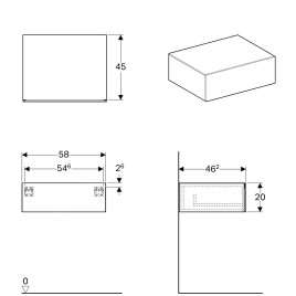 Geberit Xeno 2 - Meuble latéral 580x200 mm avec tiroirs, blanc poli 500.507.01.1
