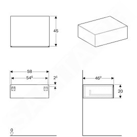 Geberit Xeno 2 - Meuble latéral 580x200 mm avec tiroirs, greige 500.507.00.1