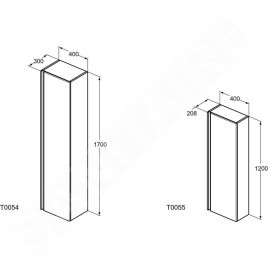 Ideal Standard Tesi - Petite armoire haute 400x300x1.700 mm, bleu clair mat T0054WI