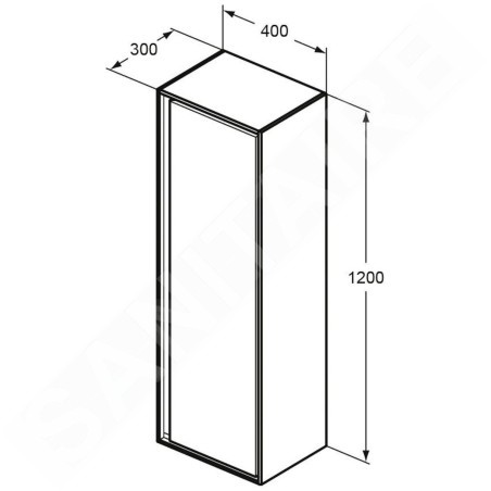 Ideal Standard Connect Air - Petite armoire haute 400x300x1.200 mm, blanc brillant/gris clair mat E0834KN