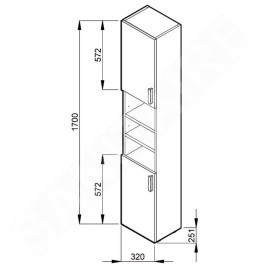 Jika Lyra - Armoire haute, 320x251x1700 mm, blanc brillant H4519714323001