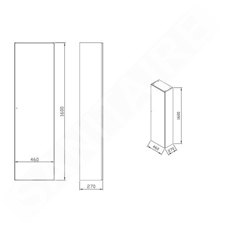 Ravak Formy - Armoire suspendue 460x270x1600 mm, blanc X000001260