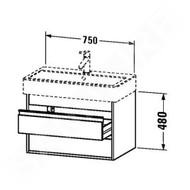 Duravit Ketho - Meuble-vasque, 480x750x440 mm, 2 tiroirs, blanc brillant KT663702222