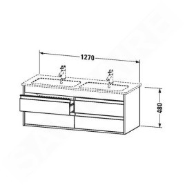 Duravit Ketho - Meuble sous lavabo 480x1270x475 mm, quatre tiroirs, blanc brillant KT643302222