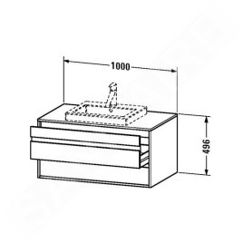 Duravit Ketho - Meuble sous lavabo 496x1000x550 mm, 2 tiroirs, blanc brillant KT675502222