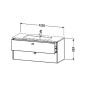 Duravit Brioso - Meuble sous lavabo 553x1220x479 mm, 2 tiroirs, blanc brillant BR410402222