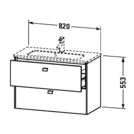 Duravit Brioso - Meuble sous lavabo Compact, 553x820x389 mm, 2 tiroirs, blanc brillant BR411102222