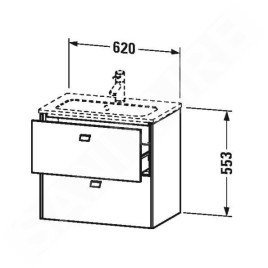 Duravit Brioso - Meuble sous lavabo Compact, 553x620x389 mm, 2 tiroirs, blanc brillant BR411002222