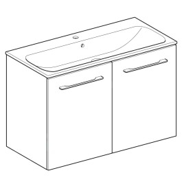 Geberit Selnova Square - Meuble-vasque 635x988x480 mm, avec vasque, 2 portes, gris velouté mat 501.261.00.1