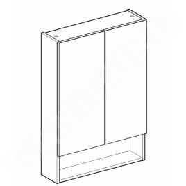 Geberit Selnova Square - Armoire de toilette 850x588x175 mm, 2 portes, gris velouté mat 501.265.00.1