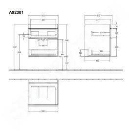 Villeroy & Boch Venticello - Meuble-vasque, 553x590x502 mm, 2 tiroirs, Glossy White A92301DH