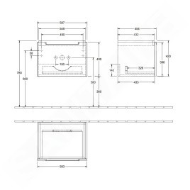 Villeroy & Boch Subway 2.0 - Meuble-vasque, 587x420x454 mm, 1 tiroir, Glossy White A68710DH