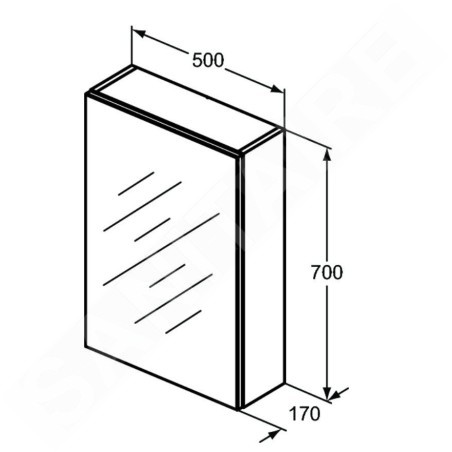 Ideal Standard Mirror&Light - Armoire de toilette avec éclairage LED et prise, 500x700 mm, aluminium T3428AL