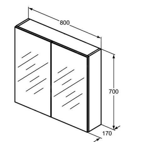 Ideal Standard Mirror&Light - Armoire de toilette 800x700 mm, aluminium T3591AL