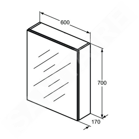 Ideal Standard Mirror&Light - Armoire de toilette avec éclairage LED et prise, 600x700 mm, aluminium T3430AL