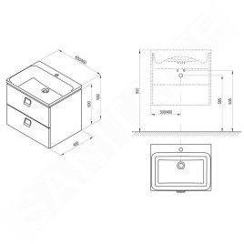 Ravak Comfort - Armoire sous le lavabo, 600x500x460 mm, blanc/blanc X000001377