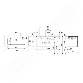 Laufen Pro S - Meuble avec double-lavabo, 1200x545x500 mm, 2 tiroirs, blanc mat H8619674631071