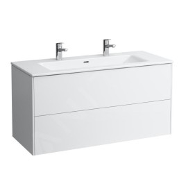 Laufen Pro S - Meuble avec double-lavabo, 1200x610x500 mm, 2 tiroirs, blanc brillant H8649632611071