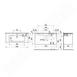 Laufen Pro S - Meuble avec double-lavabo, 1200x610x500 mm, 2 tiroirs, blanc mat H8649632601071