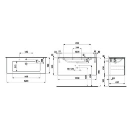 Laufen Pro S - Meuble avec lavabo, 1200x545x500 mm, 2 tiroirs, blanc mat H8619674631041