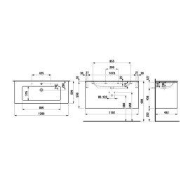 Laufen Pro S - Meuble avec lavabo, 1200x610x500 mm, 2 tiroirs, blanc mat H8649632601041