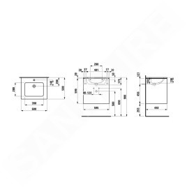 Laufen Pro S - Meuble avec lavabo, 600x610x500 mm, 2 tiroirs, blanc mat H8649602601041