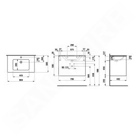 Laufen Pro S - Meuble avec lavabo, 800x610x500 mm, 2 tiroirs, blanc mat H8649612601041