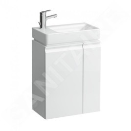 Laufen Pro S - Meuble avec lavabo, siphon et étagère latérale à gauche, 480x280x690 mm, blanc brillant H8629654751041