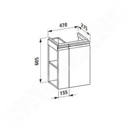 Laufen Pro S - Meuble pour lave-mains avec porte et étagère latérale à gauche, 470x275x605 mm, wengé H4830020954231