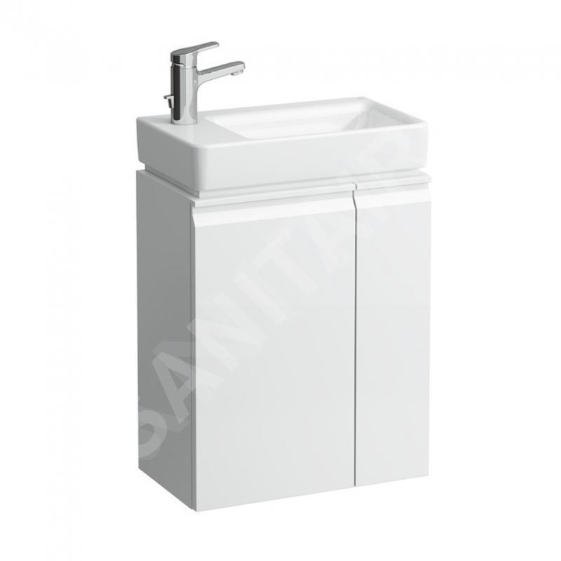 Laufen Pro S - Meuble pour lave-mains avec porte et étagère latérale à droite, 470x275x605 mm, blanc brillant H4830010954751